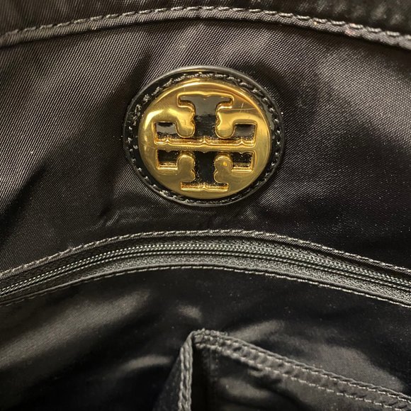 Tory Burch Ella Large Black Nylon Tote - Picture 3 of 11